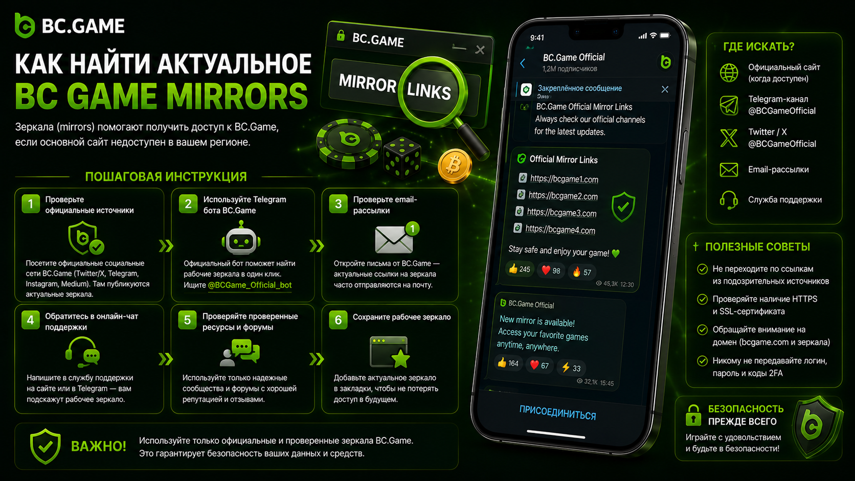 Как найти актуальное BC Game Mirrors